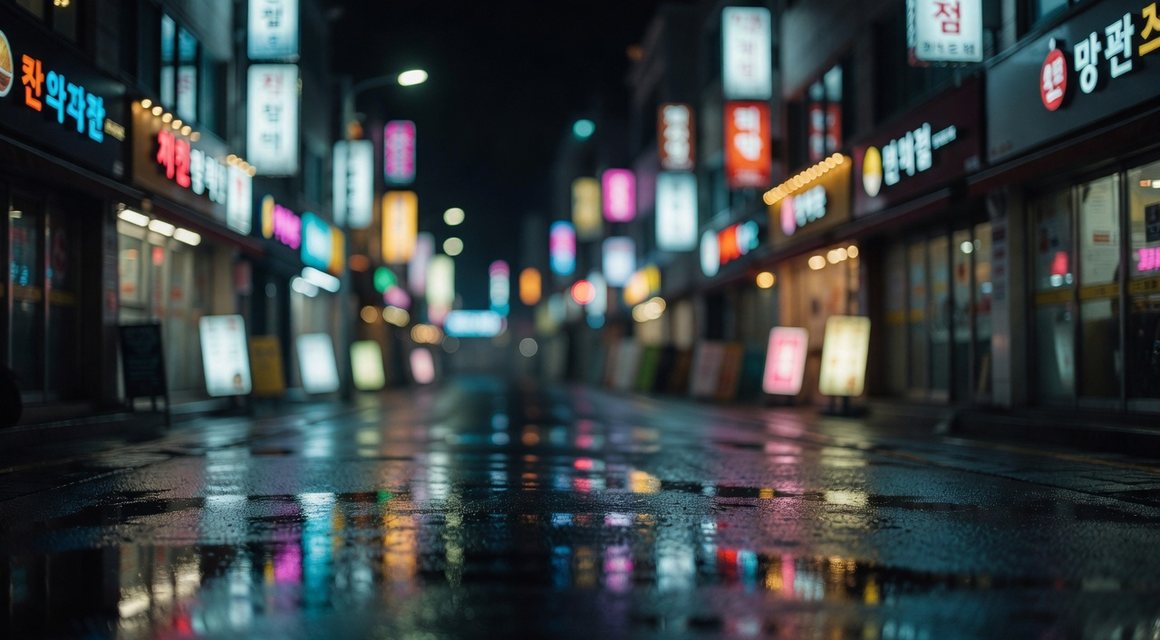 야간 신도심 상권 거리 이미지 — 순천 두 도심 안내