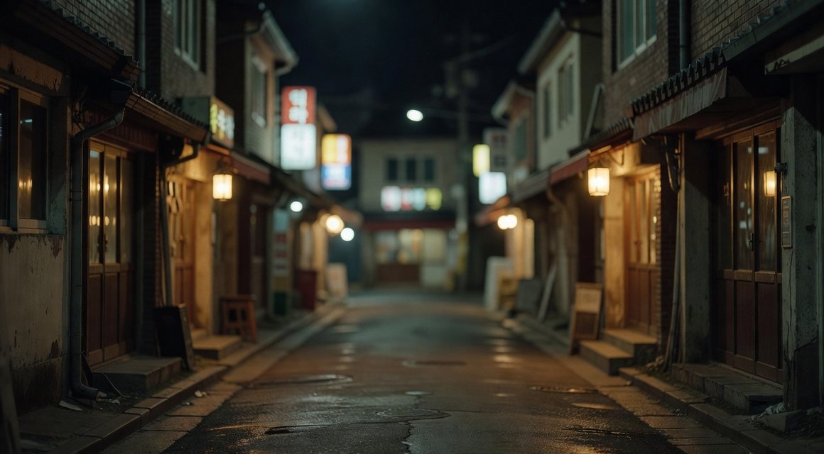 도보 거리의 야간 상가 골목 이미지 — 순천 도보 이동 안내